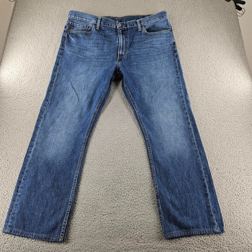 Levis Jeans Mens 38 Blue Denim 513 Slim Fit Straight Leg Western Workwear
